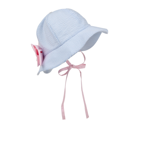 Pippa Petal Hat - Seersucker Breakers Blue Seersucker/Palm Beach Pink