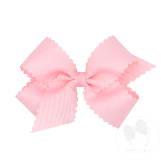 Mini Grosgrain Scalloped Bow - Light Pink