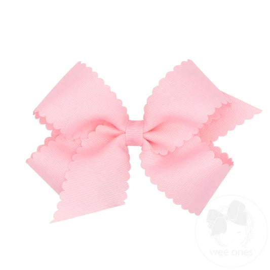 Mini Grosgrain Scalloped Bow - Light Pink