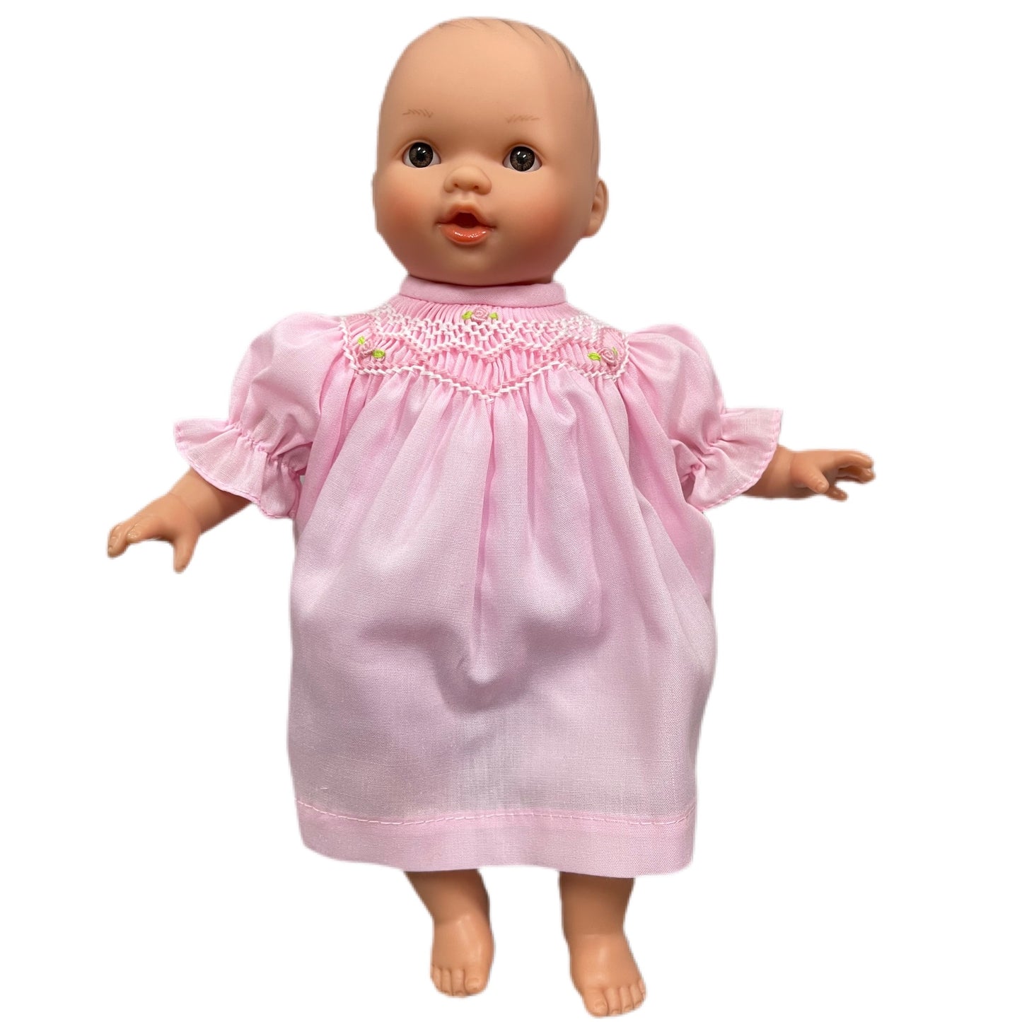 Blue Eye Aubrey Bald Doll Pink Outfit 10”