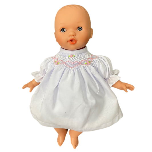 Blue Eye Abby Bald Doll White Outfit 10”