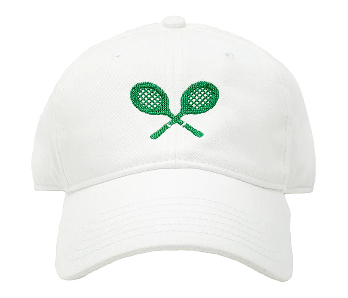 Tennis Racquets on White Baseball Hat