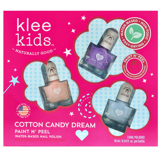 Cotton Candy Dream - Klee Kids Water-Based Nail Polish Set | Cotton Candy Dream