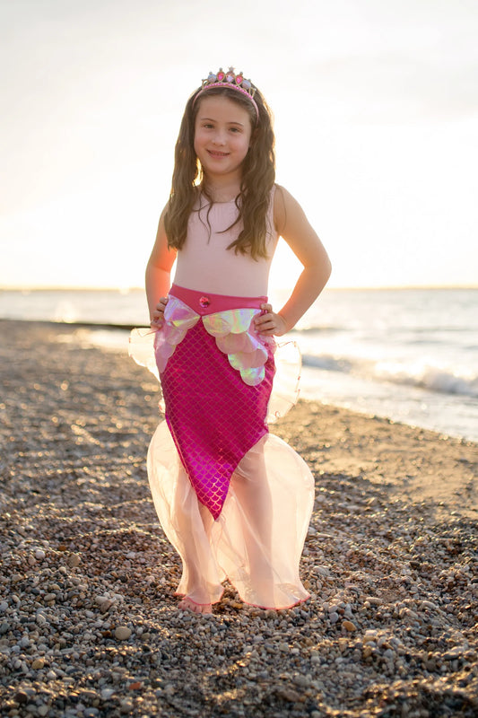 Mermaid Glimmer Skirt Set with Headband Pink