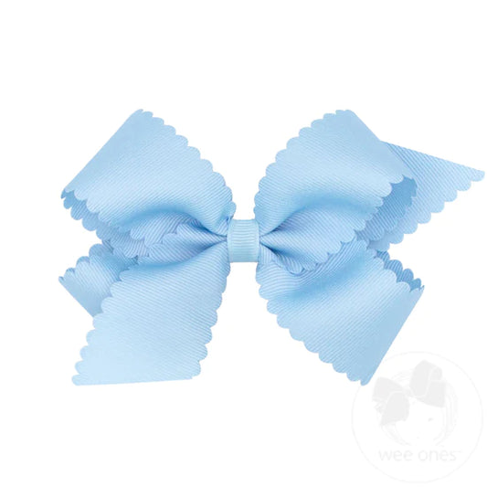 Mini Grosgrain Scalloped Bow - Millennium Blue