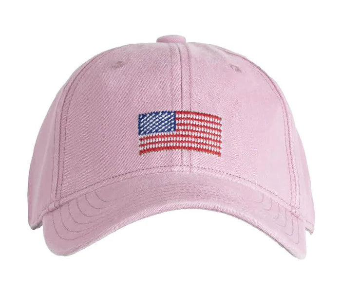 American Flag Cotton Canvas Baseball Hat Pink